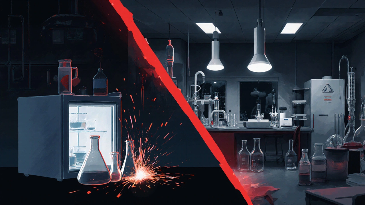 Gefährliche Haus-Extraktion im Vergleich zu sicherem Labor