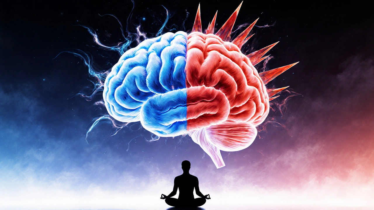 Gehirn mit entgegengesetzten Effekten von CBD: Ruhe und Unruhe