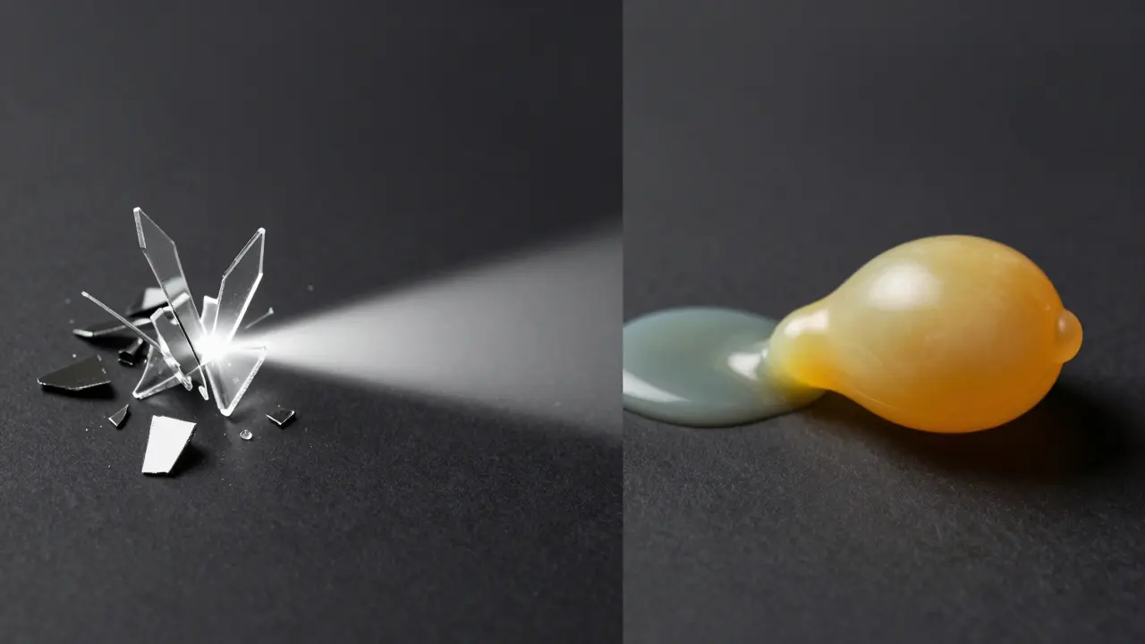 Konzeptuelles Bild: Shatter als fokussierter Lichtstrahl vs. Wax als sanfte Wellen.