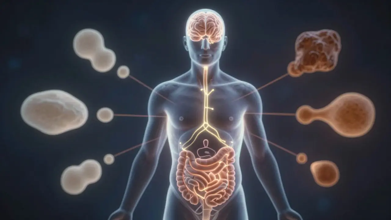 Abstrakte Visualisierung des Endocannabinoid-Systems und Stoffwechsel