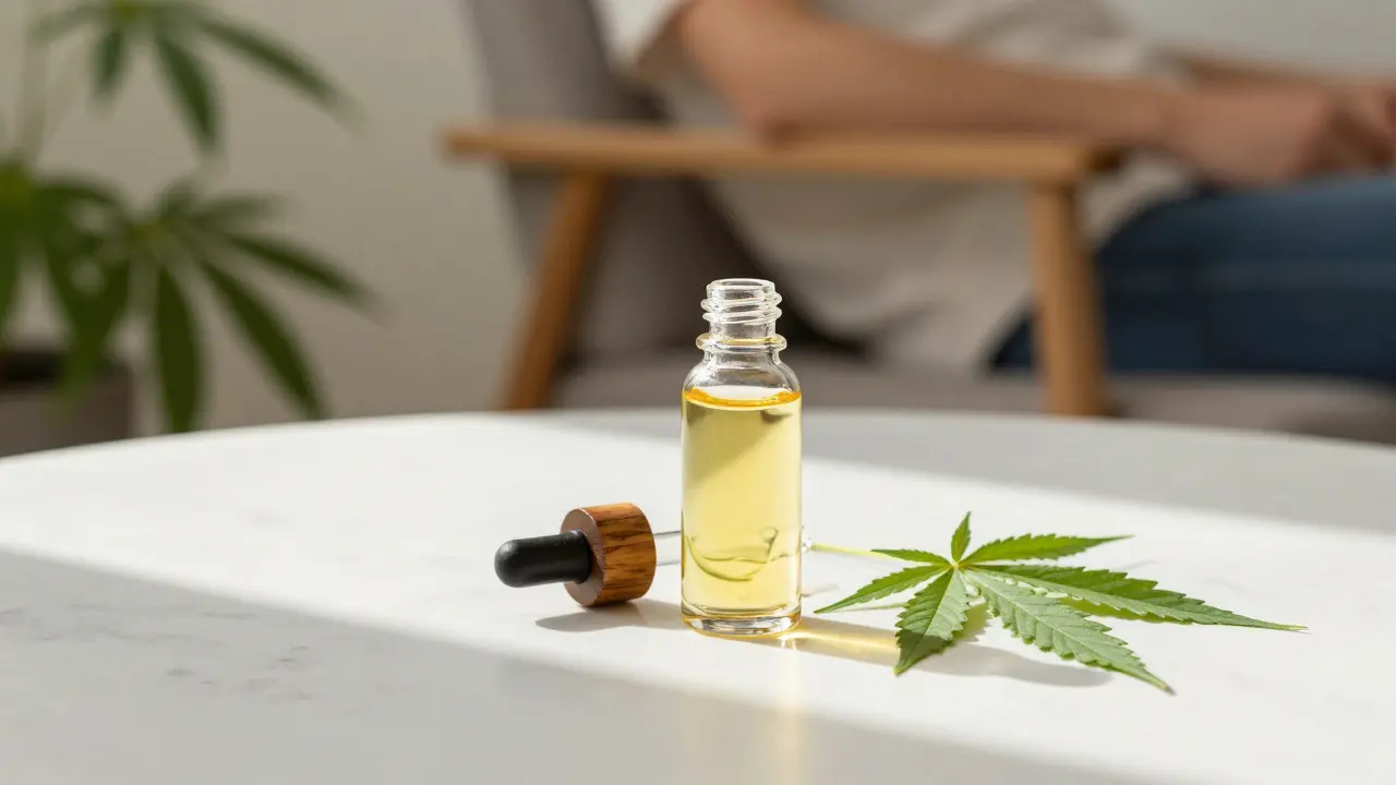 Flasche CBD-Öl als gesunde Alternative zum Dampfen
