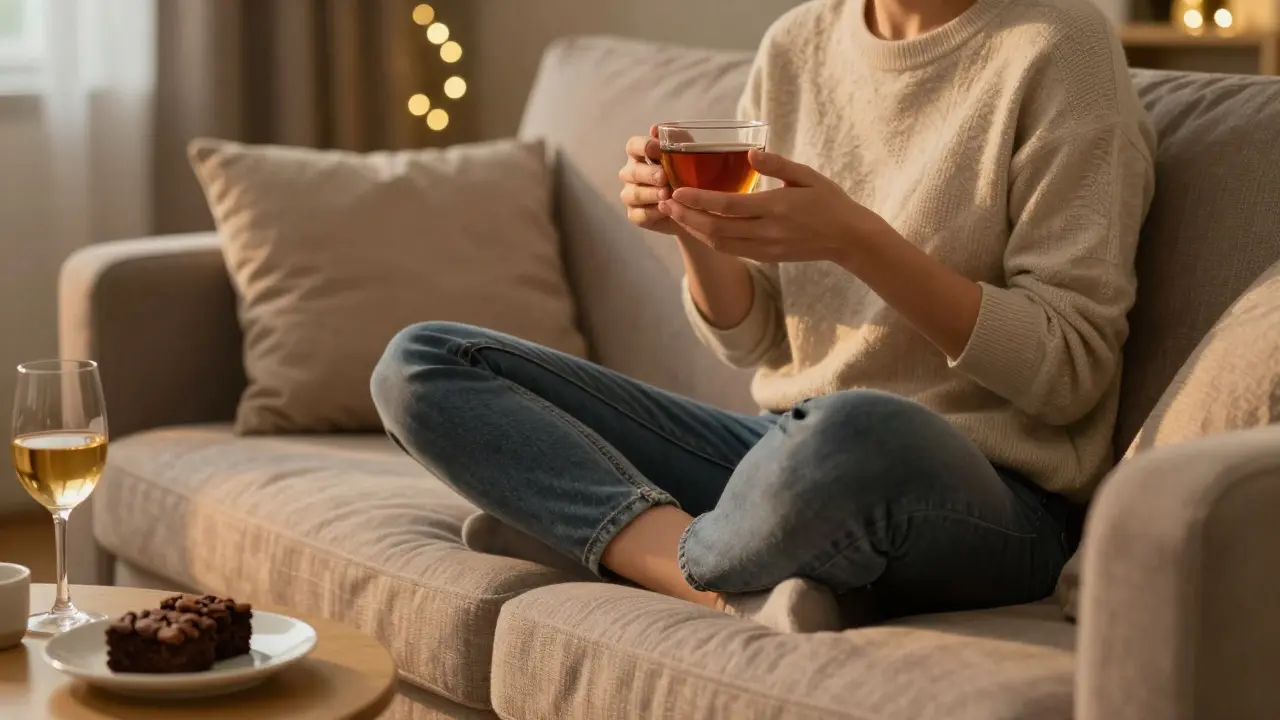 Person entspannt auf dem Sofa und wartet geduldig