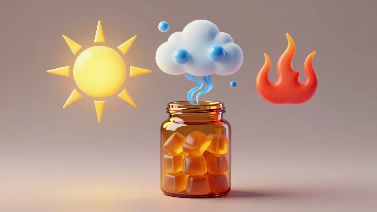 Symbolische Darstellung von Licht, Sauerstoff und Hitze bei Edibles
