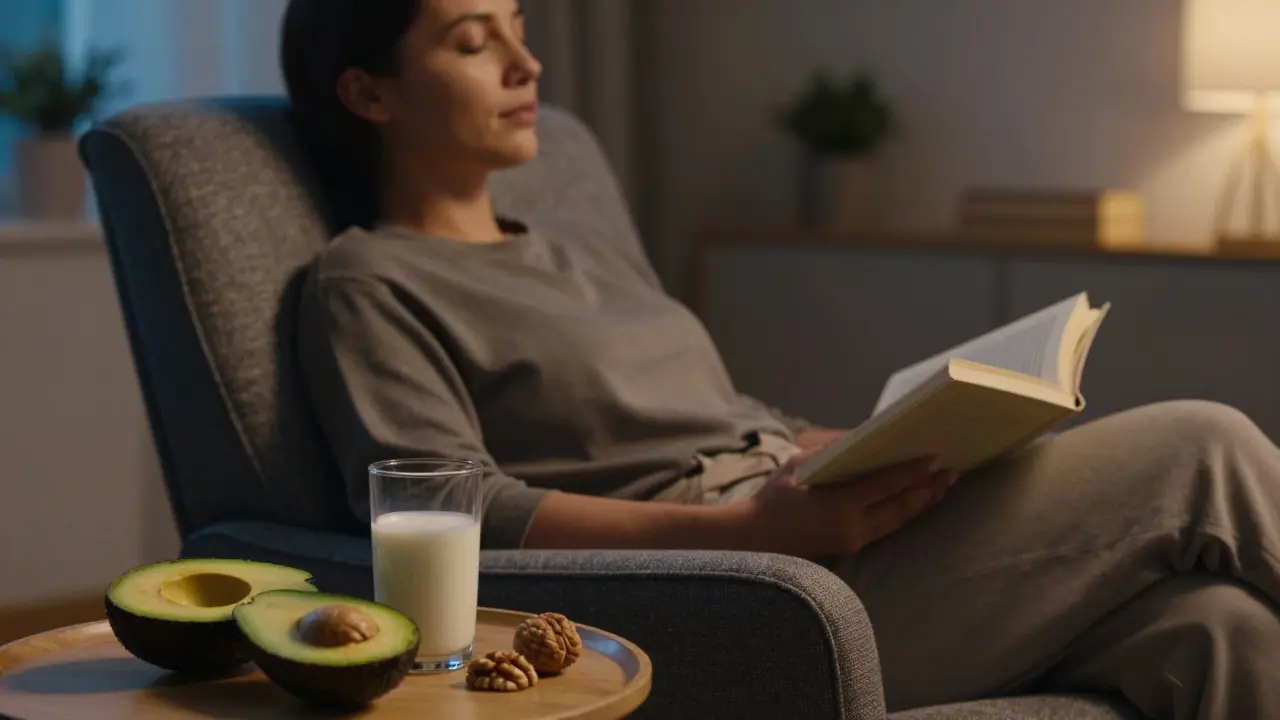 Entspannte Person mit gesunden Fetten wie Avocado