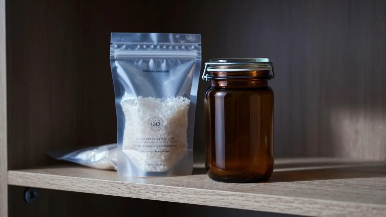 Lagerung von CBD-Shatter in lichtundurchlässigen Gläsern