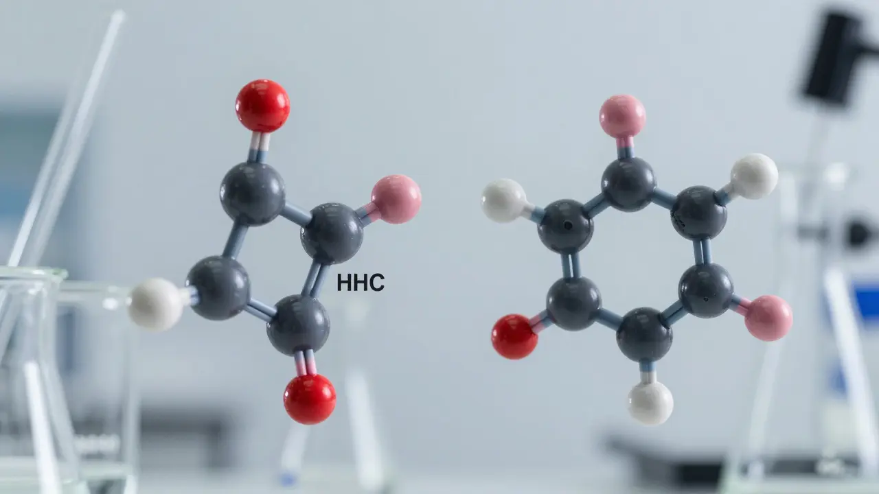 Molekulare Strukturvergleich von HHC und Delta-8 im Laborstil