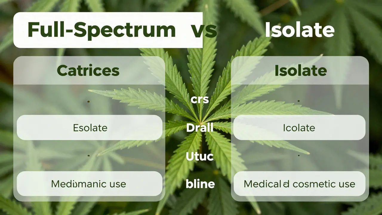 Side-by-side comparison of full-spectrum and isolate extracts to help consumers choose the right product type.