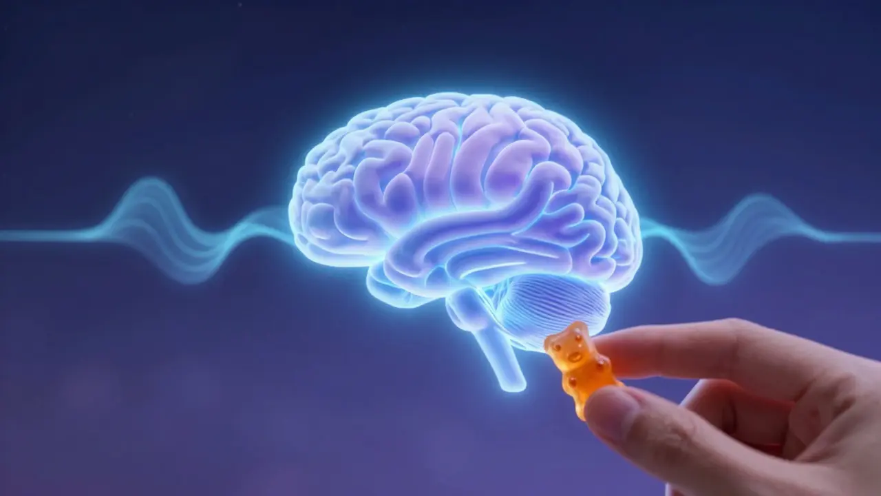Abstract brain illustration showing relaxation and sleep aid effects