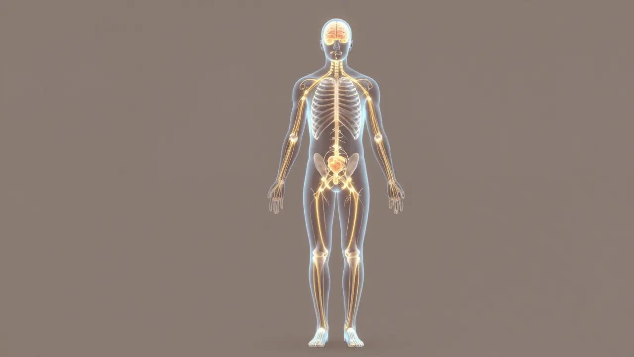 Abstrakte Darstellung des Endocannabinoid-Systems im menschlichen Körper