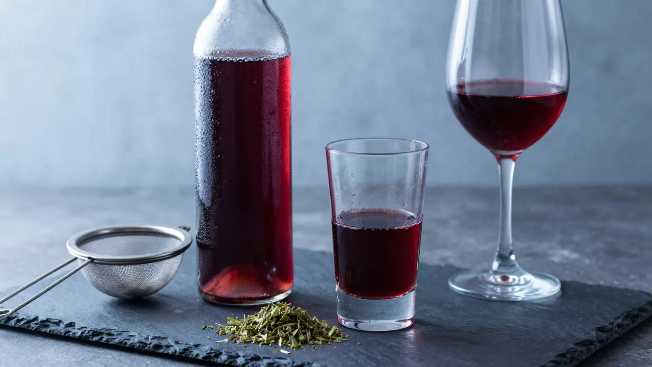 Filtrierter Cannabis-Wein bereit zum servieren