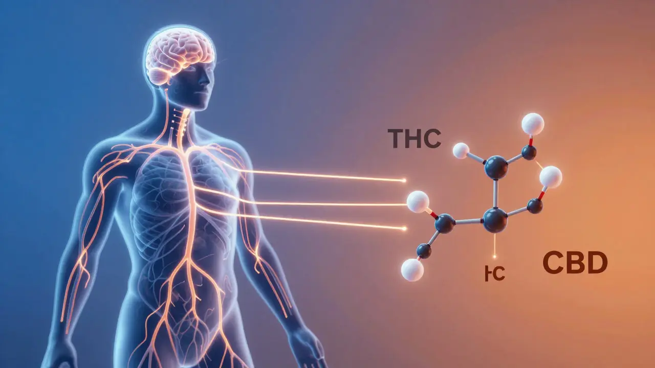 Grafik des Endocannabinoid-Systems