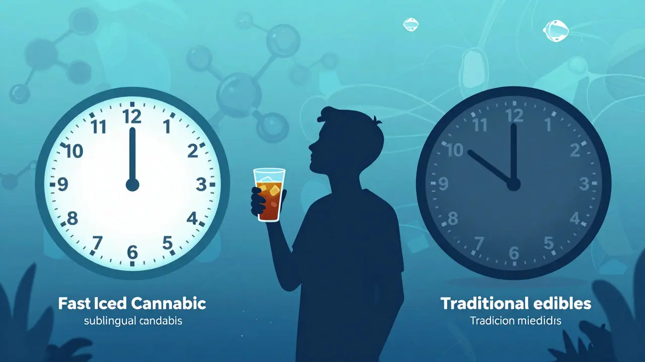 Konzeptionelle Darstellung der schnellen Wirkung von Iced Cannabis im Vergleich