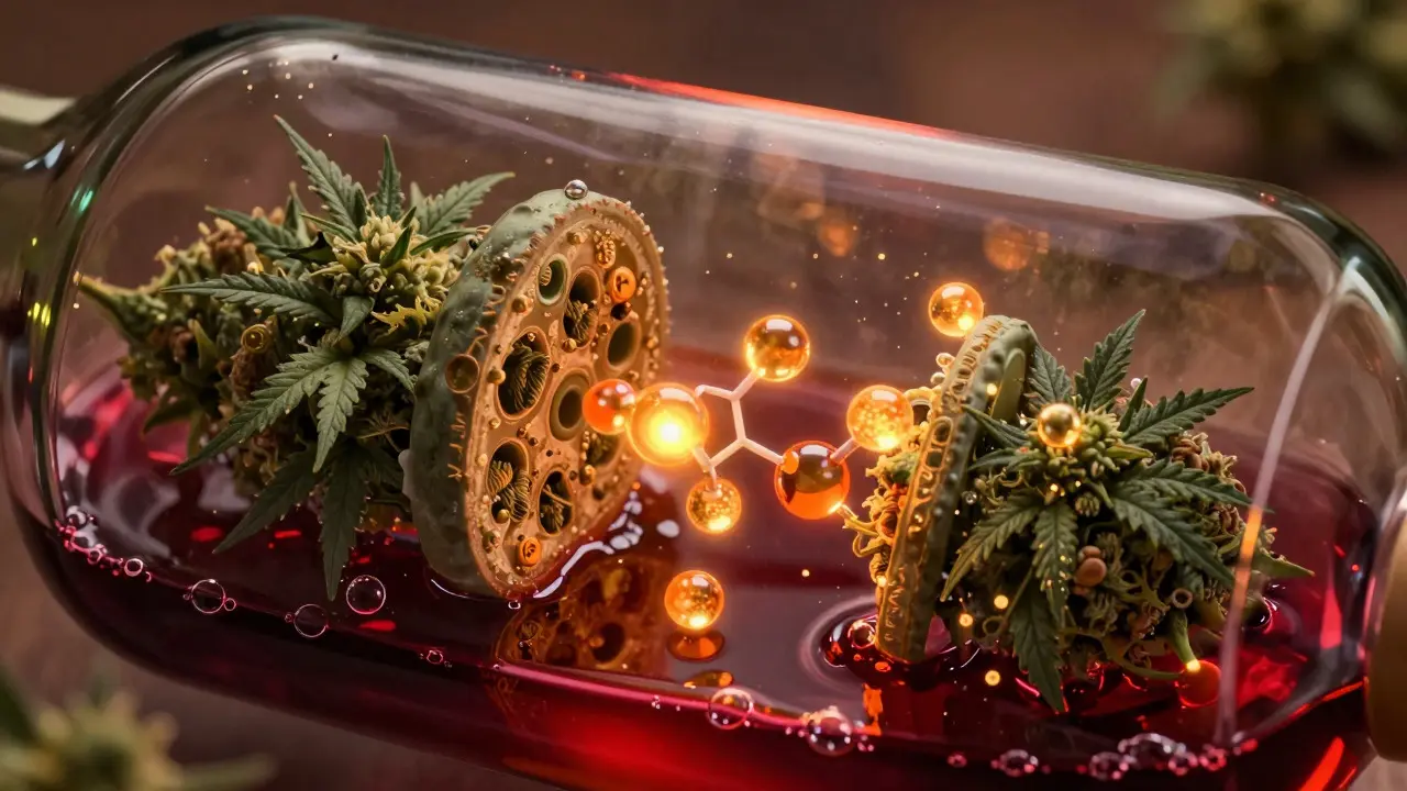 Molekulare Darstellung der Cannabinoid-Extraktion im Wein