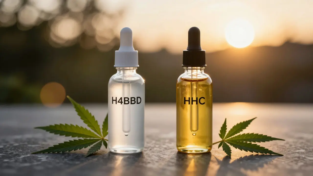 Zwei Ölfassungen repräsentieren H4CBD und HHC
